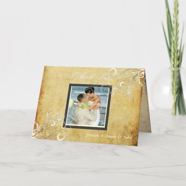 PixDezines Vintage Swirls/Wedding Thank You Card (Front)