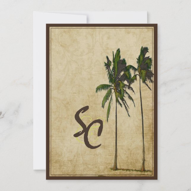 PixDezines vintage twin palms Invitation (Front)
