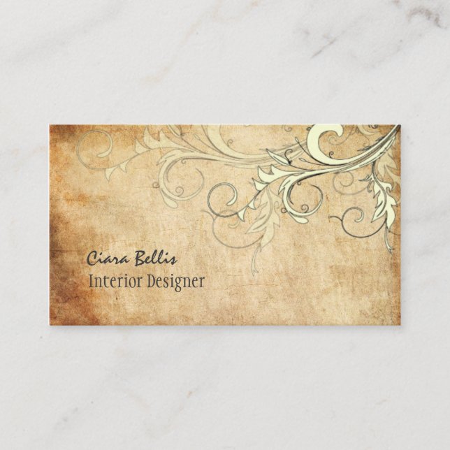PixDEzines Vintage Vanilla Swirls Business Card (Front)