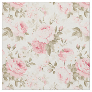 PixDezines Vintage Victoria Blush Pink Roses  Fabric