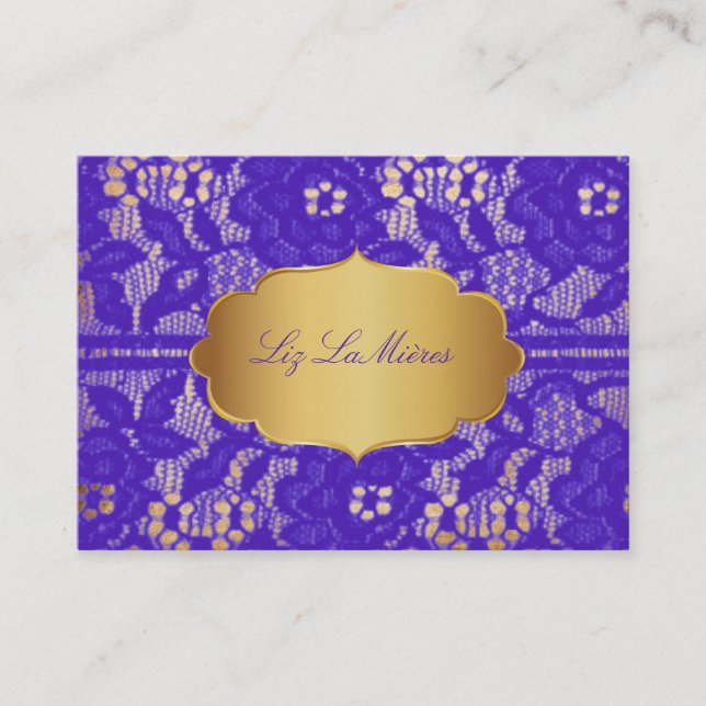 PixDezines VINTAGE VIOLET PURPLE LACE Business Card (Front)