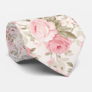 PixDezines Vintage Watercolor Roses Blush Pink Tie
