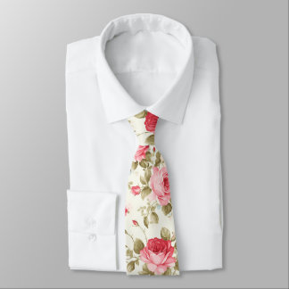 PixDezines Vintage Watercolor Roses Blush Pink Tie