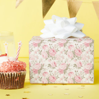 PixDezines Vintage Watercolor Roses Blush Pink Wrapping Paper