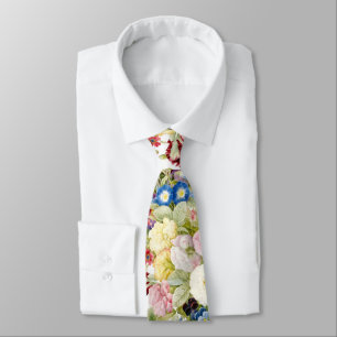 PixDezines Vintage Watercolor Still Life Redoute Tie