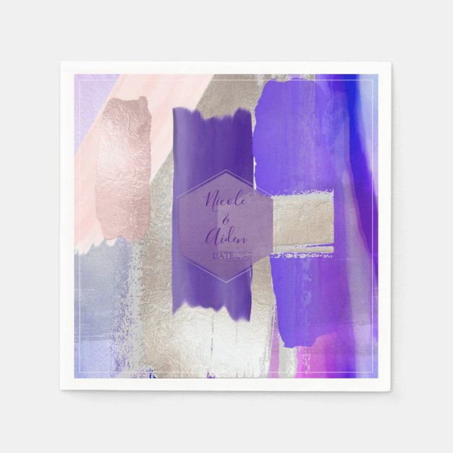 PixDezines Violet Purple Colour Block Wedding Napkin (Front)