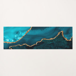 PixDezines Watercolor Agate, Teal Faux Glitter Yoga Mat