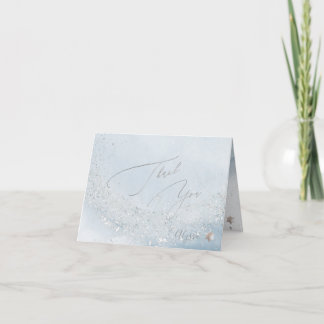 PixDezines Watercolor Alcohol Ink Blue Bat Mitzvah Thank You Card