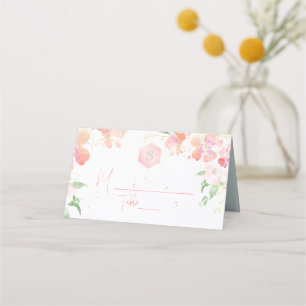 PixDezines Watercolor Bat Mitzvah, Blush Sweetpea Place Card