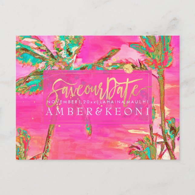 PixDezines Watercolor Beach Save Date Photo Announcement Postcard (Front)