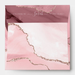 PixDezines Watercolor Blush Burgundy Agate Envelope
