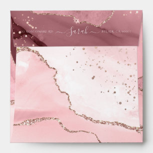 PixDezines Watercolor Blush Burgundy Agate Envelope