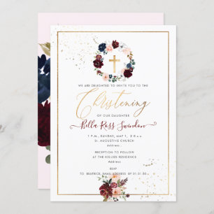 PixDezines Watercolor Blush+Burgundy Wreath Invitation