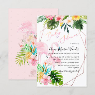 PixDezines Watercolor Blush Flamingos Baby Shower Invitation