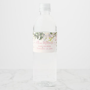 PixDezines Watercolor Blush Gum Eucalyptus Water Bottle Label
