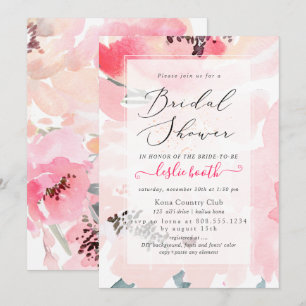 PixDezines Watercolor, Blush Peonies Bridal Shower Invitation