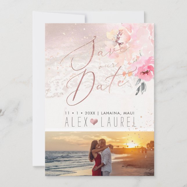 PixDezines Watercolor Blush Peonies Save the Date Invitation (Front)