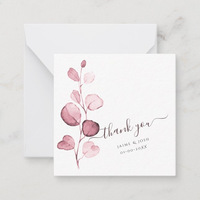 PixDezines Watercolor Blush Pink Eucalyptus Card (Front)