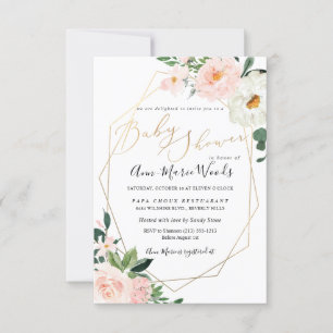 PixDezines Watercolor Blush Pink Roses Baby Shower Invitation