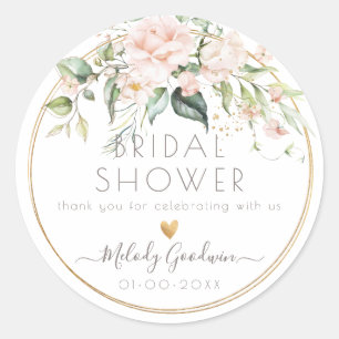 PixDezines Watercolor Blush Roses Classic Round Sticker