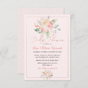 PixDezines Watercolor Blush Sweet Peas Baby Shower Invitation