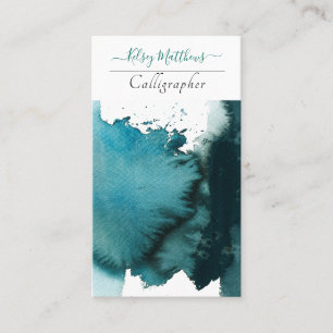 PixDezines Watercolor Drop in Teal Business Card
