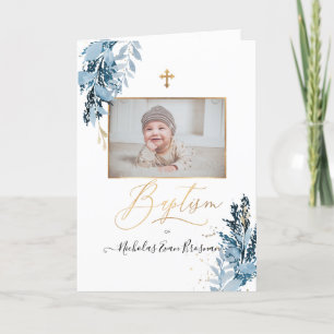 PixDezines Watercolor Dusty Blue Baptism Program