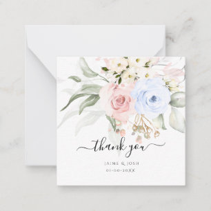 PixDezines Watercolor Dusty Blue Blush Pink Roses Card
