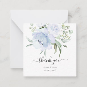 PixDezines Watercolor Dusty Blue Roses Thank You Card