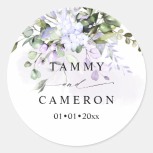 PixDezines Watercolor Dusty Purple Gum Eucalyptus Classic Round Sticker