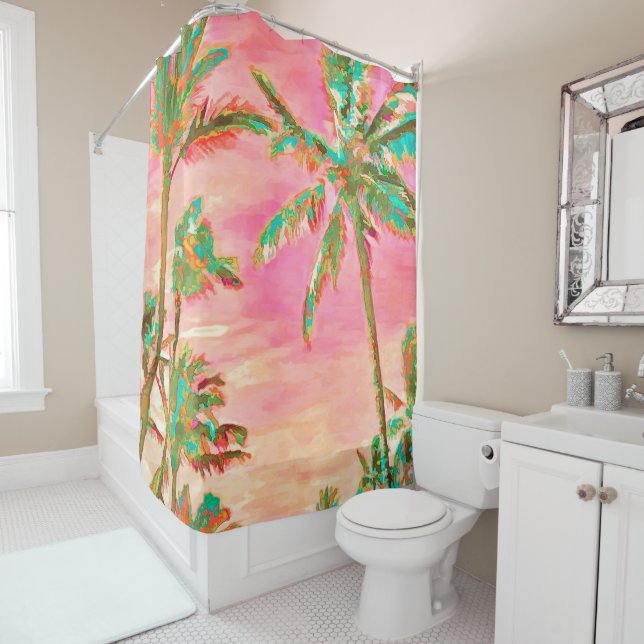 PixDezines Watercolor effects/Hawaii/Beach Shower Curtain (In Situ)