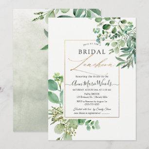PixDezines Watercolor Eucalyptus Bridal Luncheon Invitation