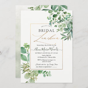 PixDezines Watercolor Eucalyptus Bridal Luncheon Invitation