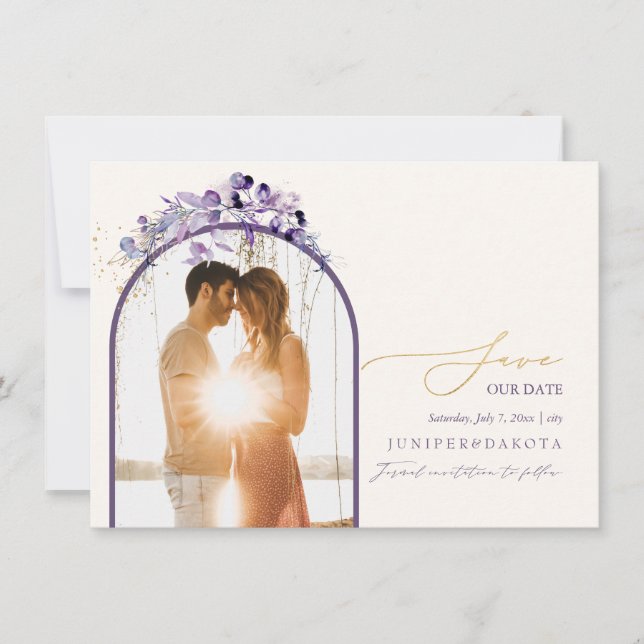 PixDezines Watercolor Eucalyptus Wreath Greenery S Save The Date (Front)