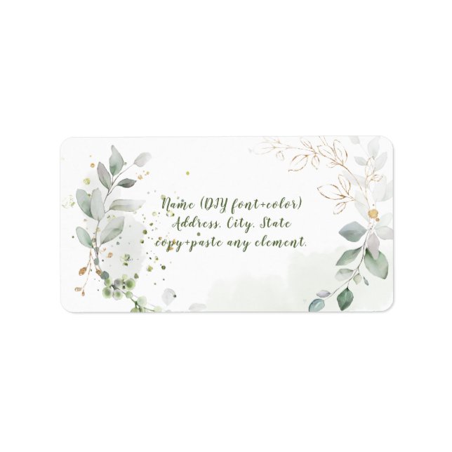 PixDezines Watercolor Eucalyptus Wreath Label (Front)