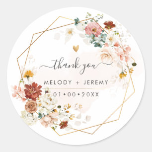 PixDezines Watercolor Fall Garden Flowers Classic Round Sticker