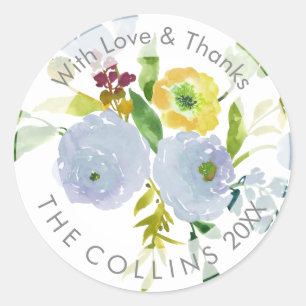 PixDezines Watercolor Floral/Ranunculus/Thank You Classic Round Sticker