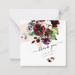 PixDezines Watercolor Flowers Blush and Burgundy Card