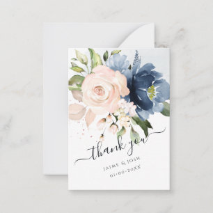 PixDezines Watercolor Flowers Blush Navy Blue  Card