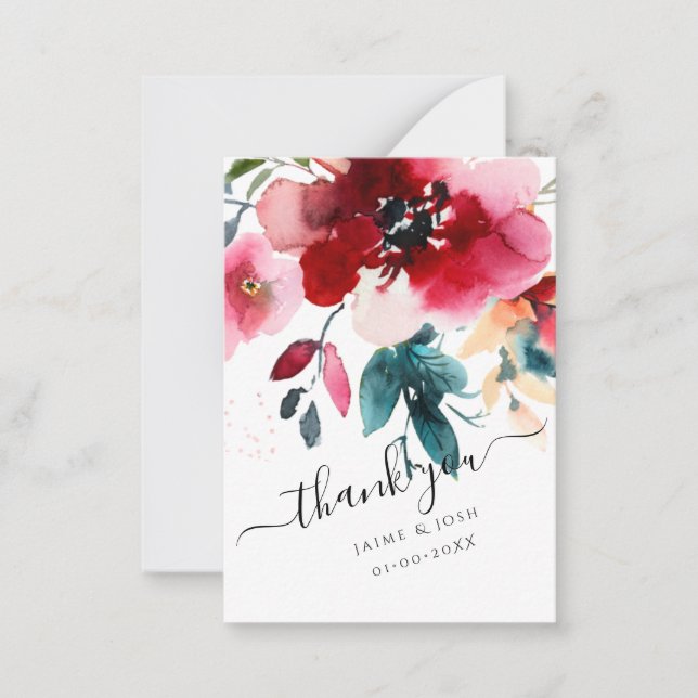 PixDezines Watercolor Flowers Ombre Burgundy Roses Card (Front)