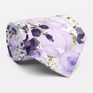 PixDezines Watercolor Flowers Purple Roses   Tie