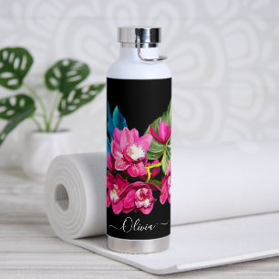 PixDezines Watercolor Fuschia Cymbidium Orchid Water Bottle