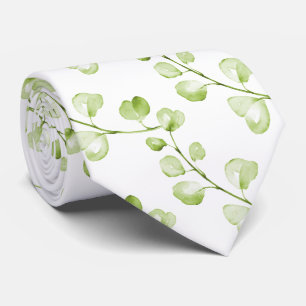 PixDezines Watercolor Green Eucalyptus Tie