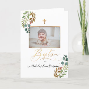 PixDezines Watercolor Greenery Baptism Program