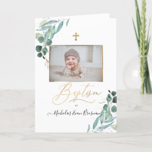 PixDezines Watercolor Greenery Baptism Program