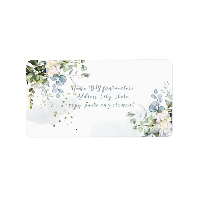 PixDezines Watercolor Greenery Blue Gum Eucalyptus Label (Front)