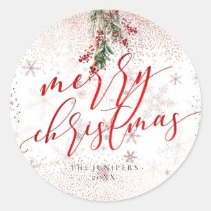 PixDezines Watercolor Holly Berries Classic Round Sticker