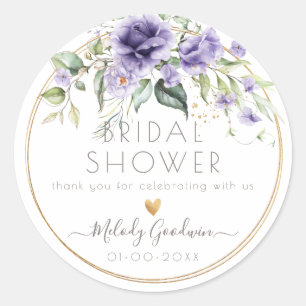 PixDezines Watercolor Lavender Purple Roses Classic Round Sticker