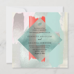 PixDezines Watercolor Living Coral Seafoam Mist Invitation