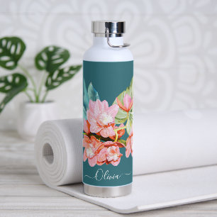 PixDezines Watercolor Orange Cymbidium Orchid Water Bottle